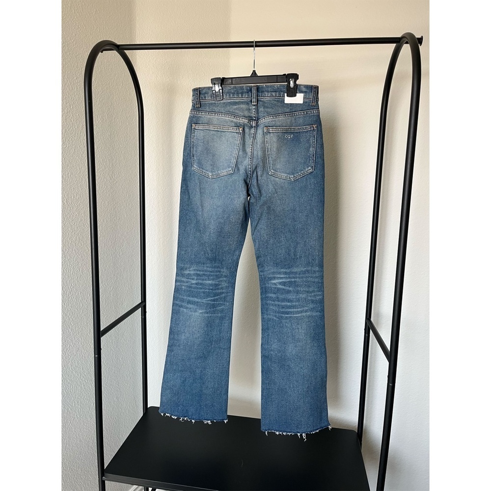 CQY x ANTHROPOLOGIE | Bliss High-Rise Bootcut Flare Raw Hem Jeans | Size 25 - Picture 3 of 10
